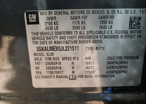 2018 GMC Terrain Sle from USA, damaged, VIN 3GKALMEX8JL221511